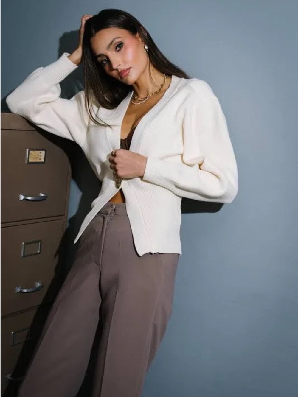 MICAS Sweater Cardigan XS IVORY Color